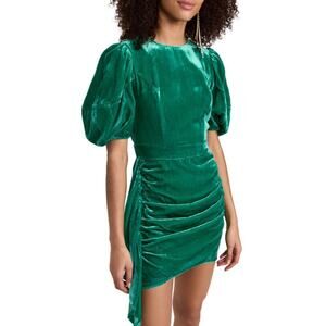 RHODE Green Velvet Mini Dress